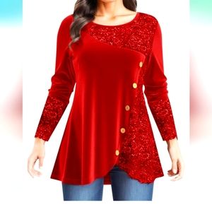 NWT FlyCurvy Crushed Velvet/Sequined Top sz 5X
